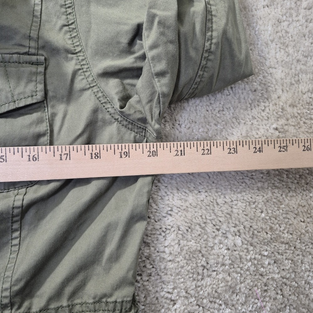 LL Bean Utilty Jacket Womens Medium Green Cotton Zip Pockets Military Workwear - Picture 7 of 9